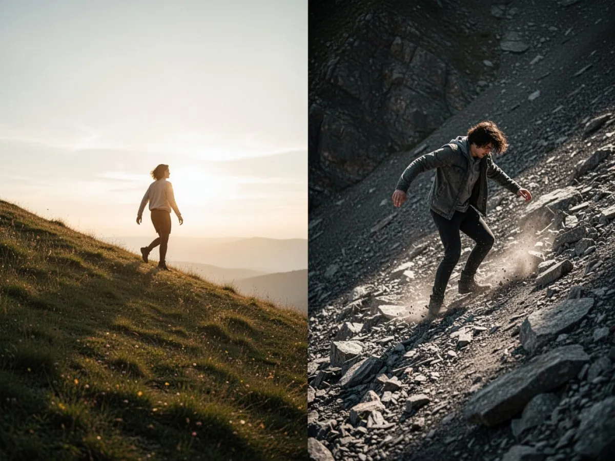 Interprétation détaillée des rêves : Différents scénarios avec Pente dans le rêve